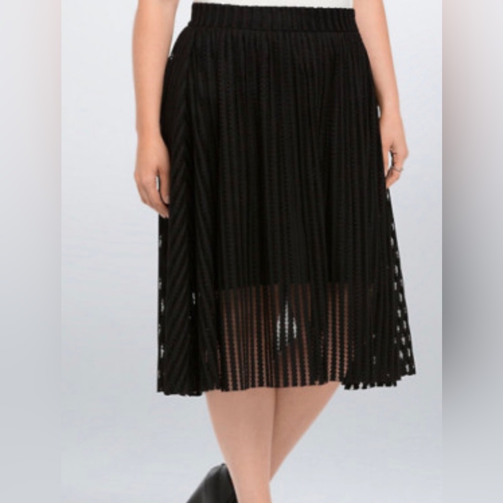 Torrid Mesh Stripe A-Line Black Midi Skirt Size 12